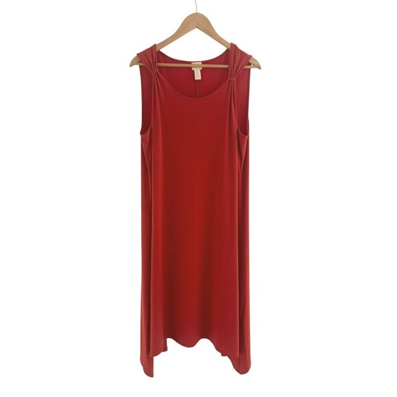 Chico's Size 3 = XL/16 Canyon Clay Sharkbite Asymmetrical‎ Sharkbite Dress NEW - Picture 7 of 8